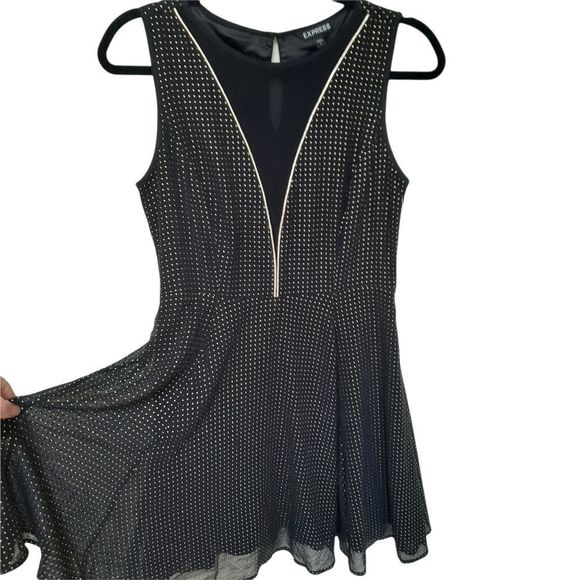 Express Black Sudded Mini Dress Sz S - Picture 3 of 14
